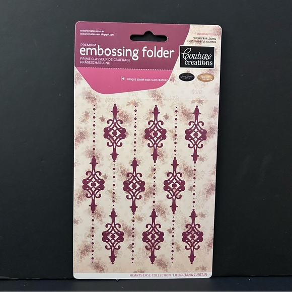 Couture Creations 4” x 6” embossing folder - LILLIPUTANA CURTAIN - Picture 3 of 7